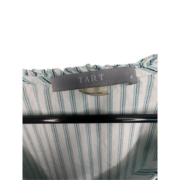 Tart Peplum Blue And White Striped V-Neck Long Sleeve Top - Picture 3 of 5